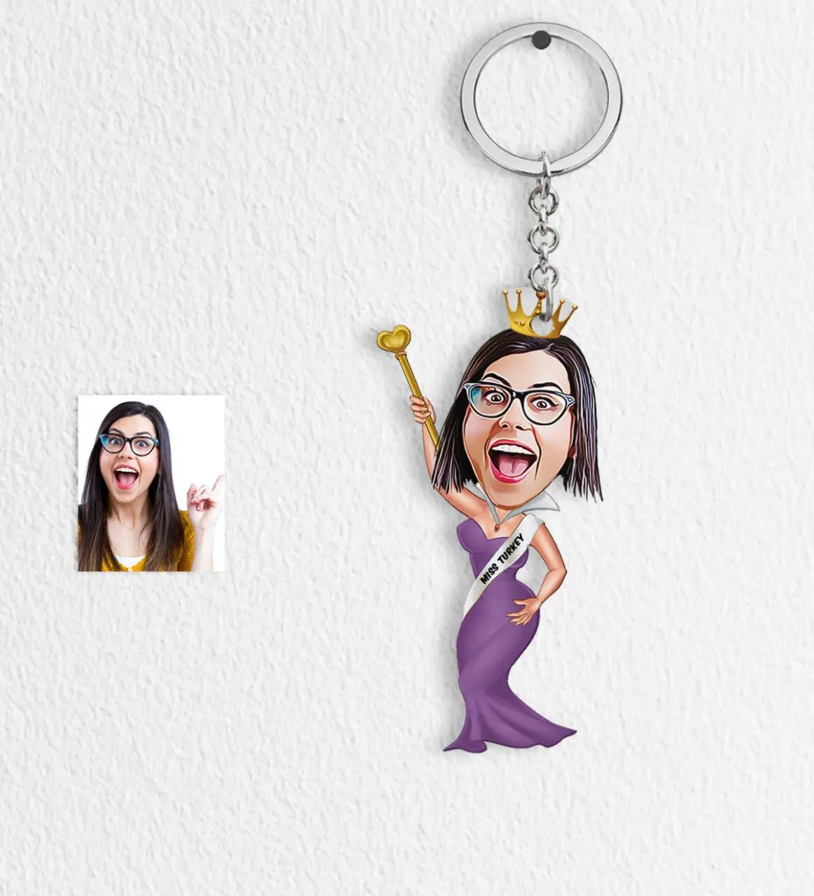 Персонализированные Женские Keychain 1 с героями мультфильмов Miss World|Подарочные