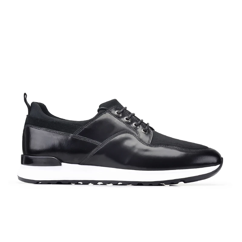 Мужские повседневные кроссовки из натуральной кожи черного цвета 12286