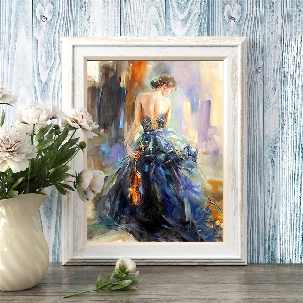 5D алмазная живопись Девушка Скрипка искусственная вышивка Портретные картины