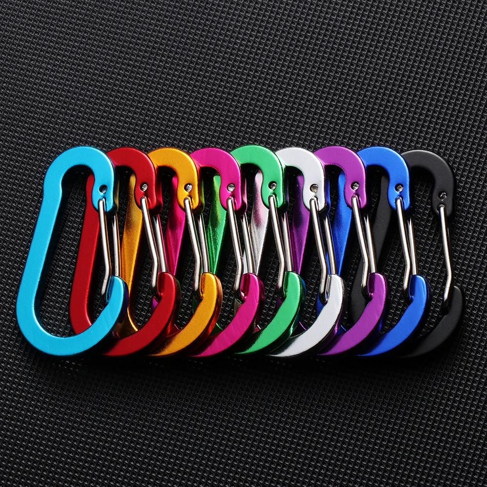 

1/5/10Pcs Aluminum Alloy Carabiner Outdoor Backpack Camping Climbing Booms Fishing Hook Key Chain Lock Buckle Snap Clip Tools