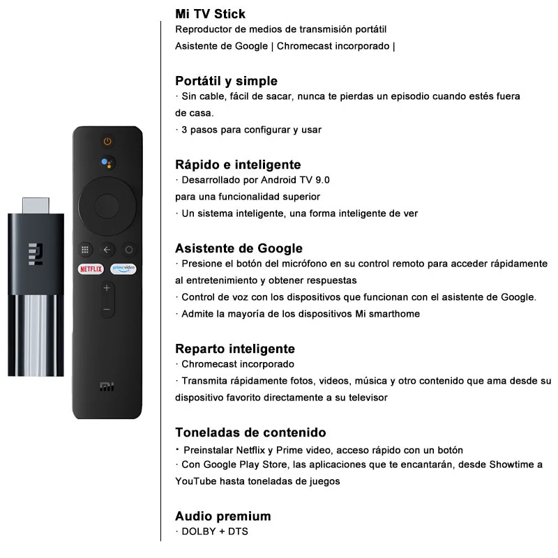 Xiaomi Mi TV Stick Android Smart 9 0 Quad core Dolby DTS HD двойной декодирования Google Assistant Netflix глобальная