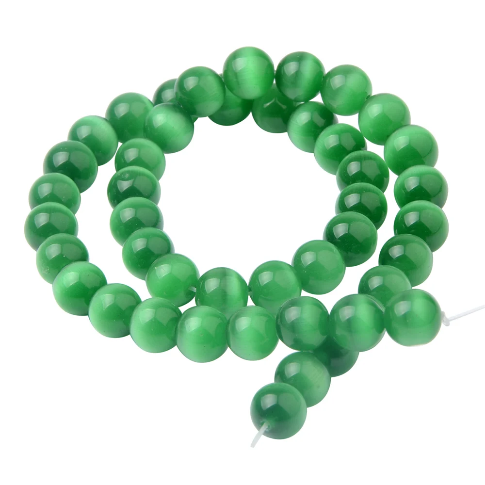 Стеклянные бусины Singreal кошачий глаз цветные Зеленые Круглые разделители