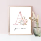 Детские парусиновые постеры, Детская Живопись акварелью, розовые цветы, настенные художественные картины с принтом для девочек, украшение комнаты