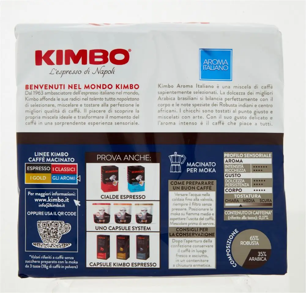 Caffe' Kimbo Aroma Italiano Macinato Per Moka Confezione Da 2x250 Grammi | Продукты