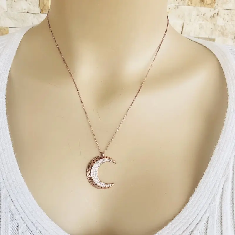 

Bright Moon 925 Sterling Silver Necklace Women Girls Gift Jewelry Accessories Fashion Handmade Elegant Chain