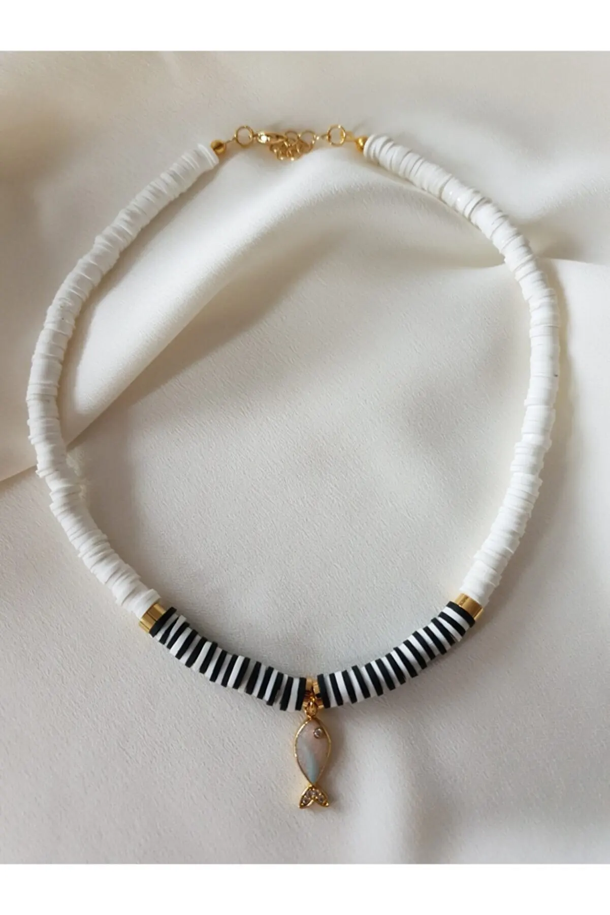 

Черно-белое ожерелье Fimo Mini Fish, ювелирные изделия, аксессуары, мода, для женщин, набор