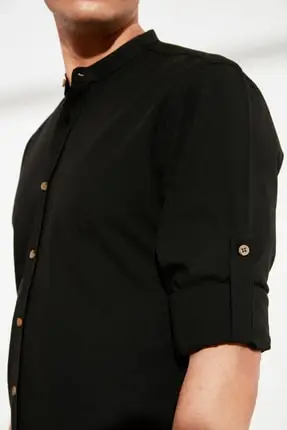 

Black Male Basic Crew Neck Epaulets Slim Fit Long-Sleeve Shirt Spring Summer Collection Hot Sale Free Shipping