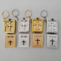 10 pieces gold silver mini holy bible keychain cross keychain real bible as gift for baptism holy communion guests party favors