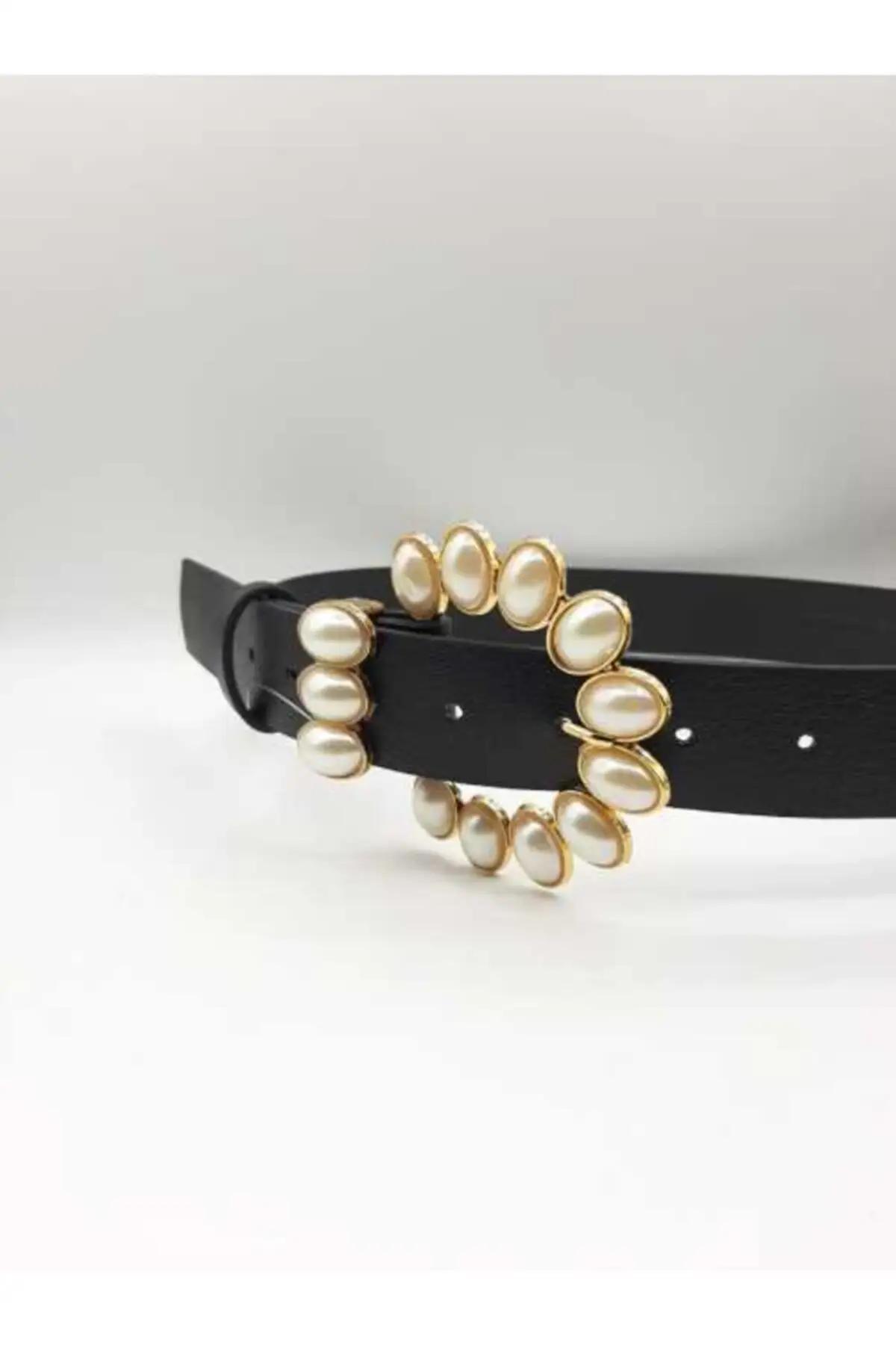 

High Quality Black Pearl Stone Buckle Belt New Trend For Women Fashion 2020 Summer Winter Spring