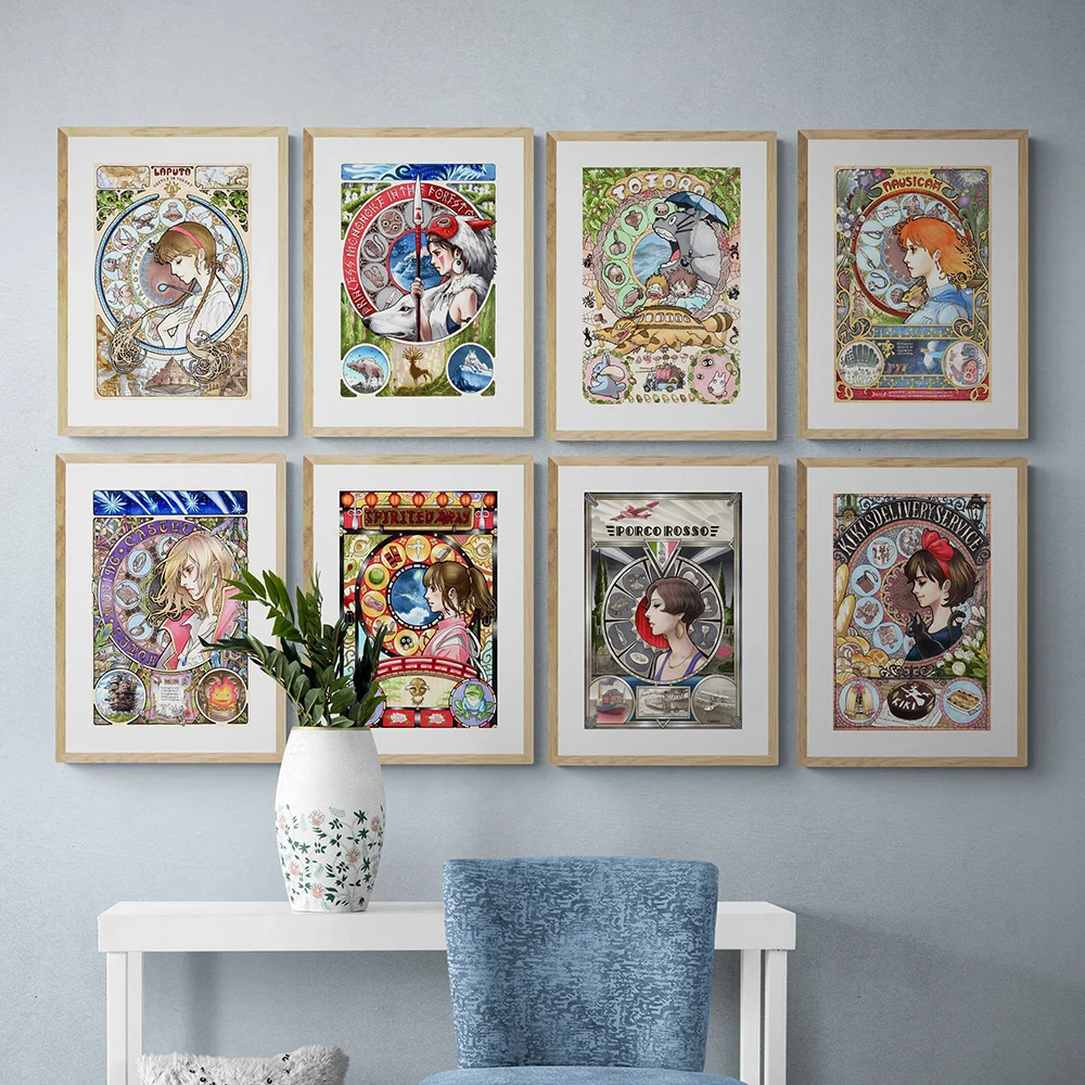 

Постеры в стиле ретро «Мой сосед Тоторо», Картина на холсте в японском стиле манга, таро, Современный домашний декор