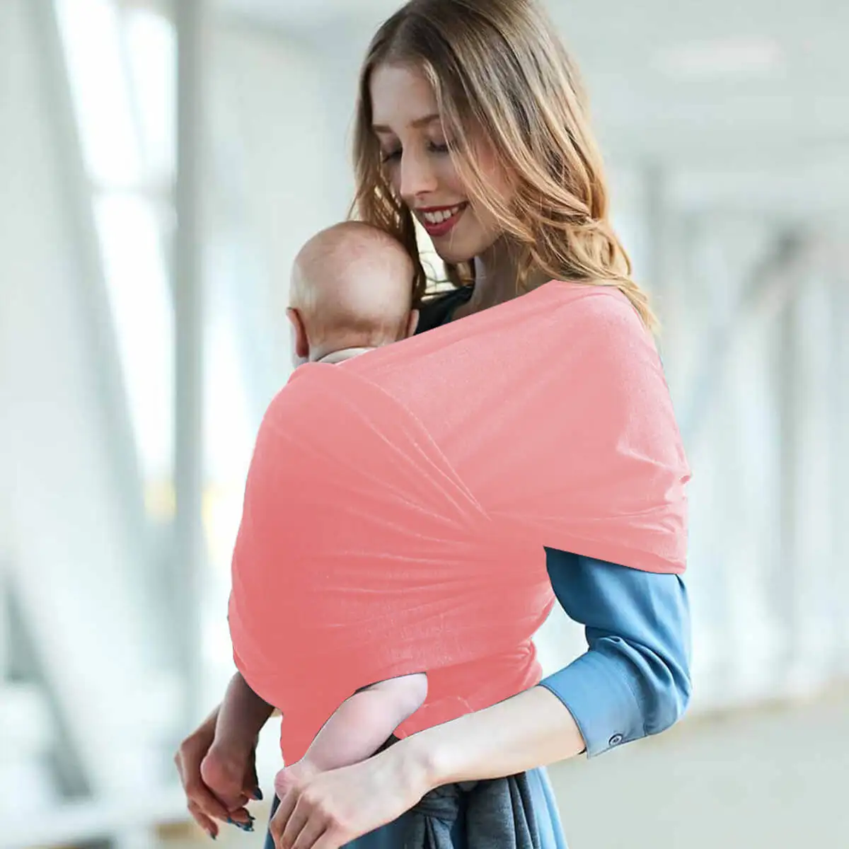 Baby Sling 100% Cotton - Baby Carrier Kangaroo 0-36 Months gray pink One Size and sturdy fabric suitable for all