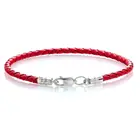 Кожаный Браслет, цвет Красный,  серебро 925 пробы, толщина 3 мм, Rufina