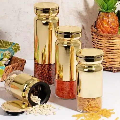 

DK-141 4l Jar Set Bright Gold modern design kitchen storage set