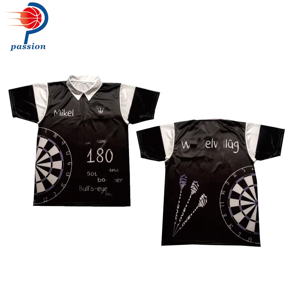 Высококачественная Мужская рубашка дротика с сублимационной печатью на молнии