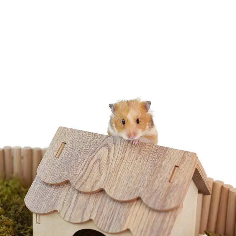 Деревянный хомяк бунгало укрывающее гнездо двухцветная Лоскутная сборка сделай