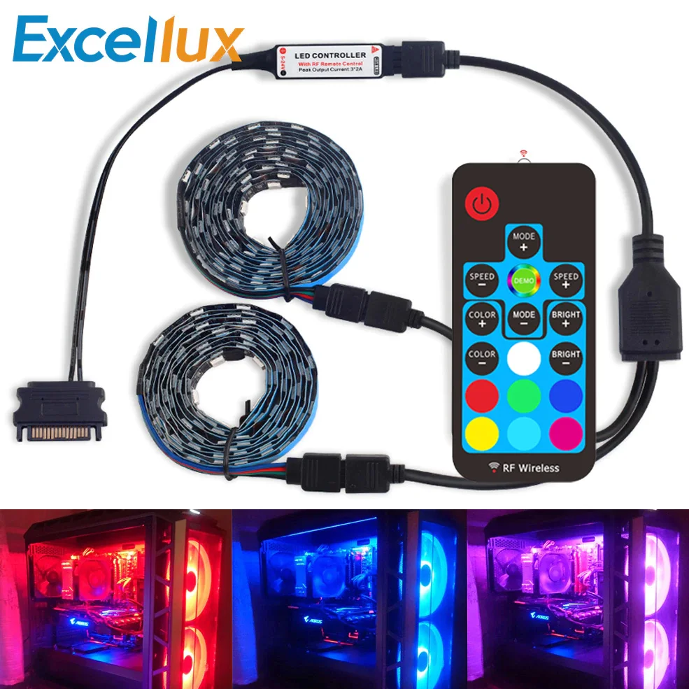 Светодиодная лента для игрового ПК, 12 В постоянного тока, SATA 5050, RGB, 60 светодиодов на метр, 1 м, 0,5 м, 2 м