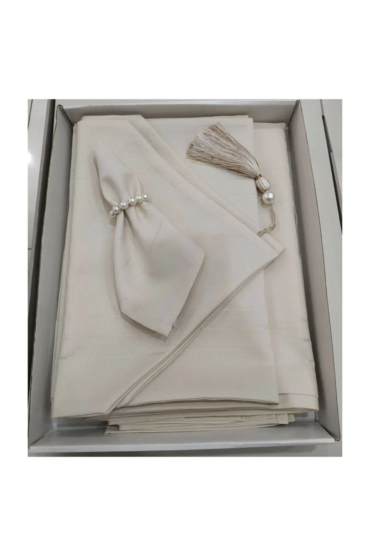 

12 Person Table Cloth Set Beige Color 26 Pieces Boxed