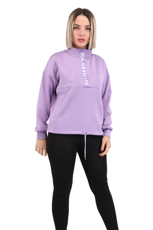 

Women Sweatshirts Semi Zipper Sexy Stylish Comfortable Beautiful Soft High Quality Autumn Casual Collar Long Sleeve