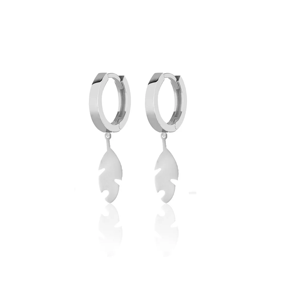 

Stylish 925 Sterling Silver Earrings Feather Jewelry For Women Rhodium Plated Drop Earrings