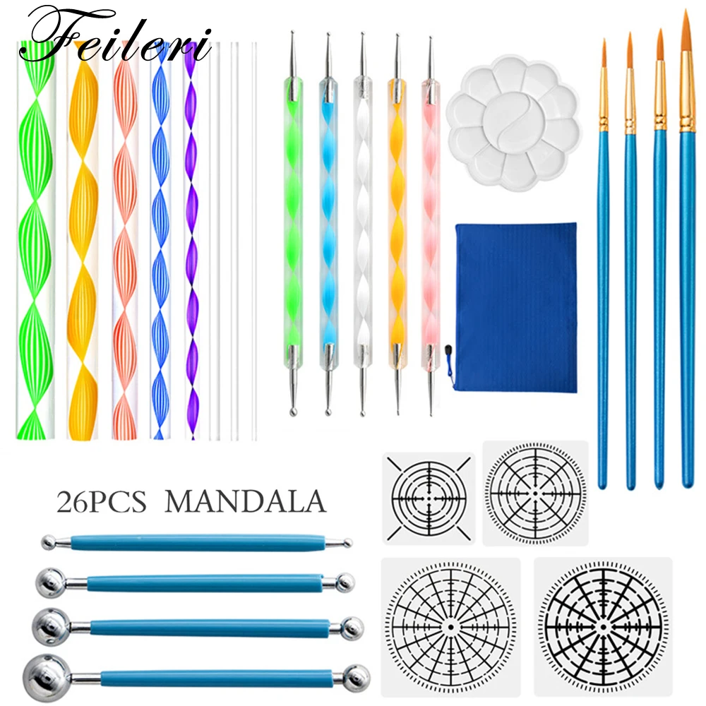 

26pcs Mandala Dotting Tools Set Graffiti Embossing Kit Painting Rocks Stencil for Painting Rocks and Mandella Art DIY Tools