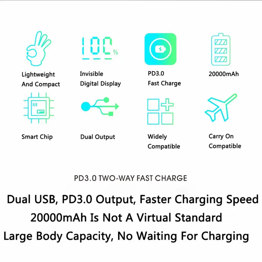 

PINZHENG Fast Charging 20000mAh Power Bank Portable Charger Power Bank 20000mAh USB Type C PD 3.0 Charging Digital Display