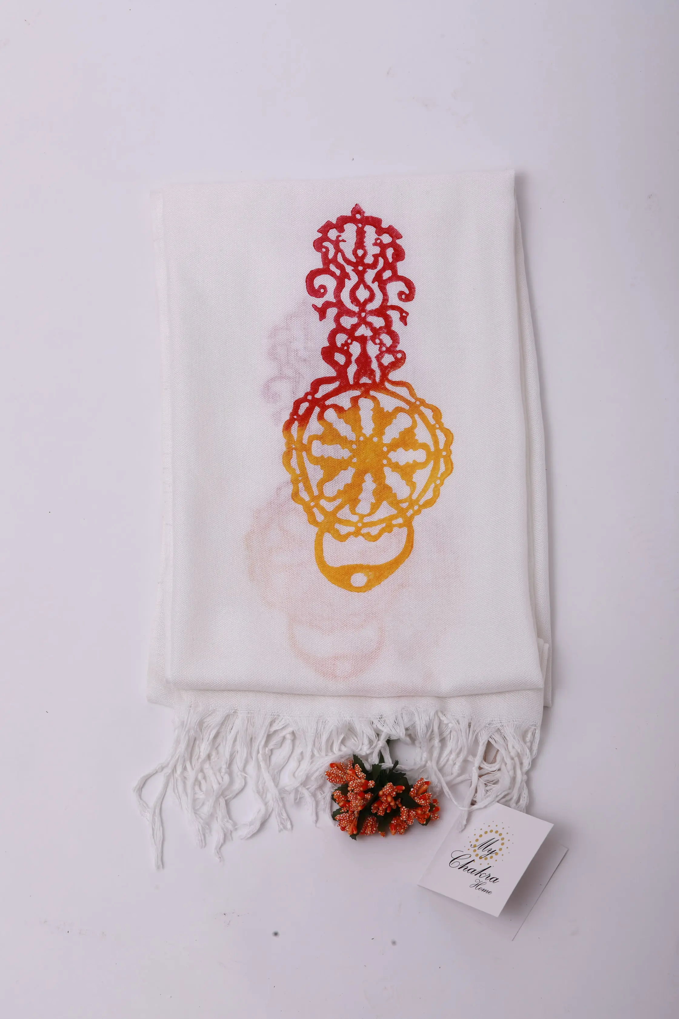 

MyChakraHome Shawl,Handmade Woven,Wedding,Event,Bride,Birthday,Soft Silky Scarf in Authentic Printed,RED-YELLOW,Gift Option