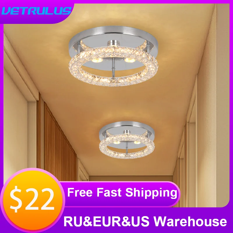 

Modern K9 Crystal Led Ceiling Lamp Indoor Luxury Corridor Chandeliers Aisle Decor Bedroom Cloakroom Lighting Lustre Fixtures