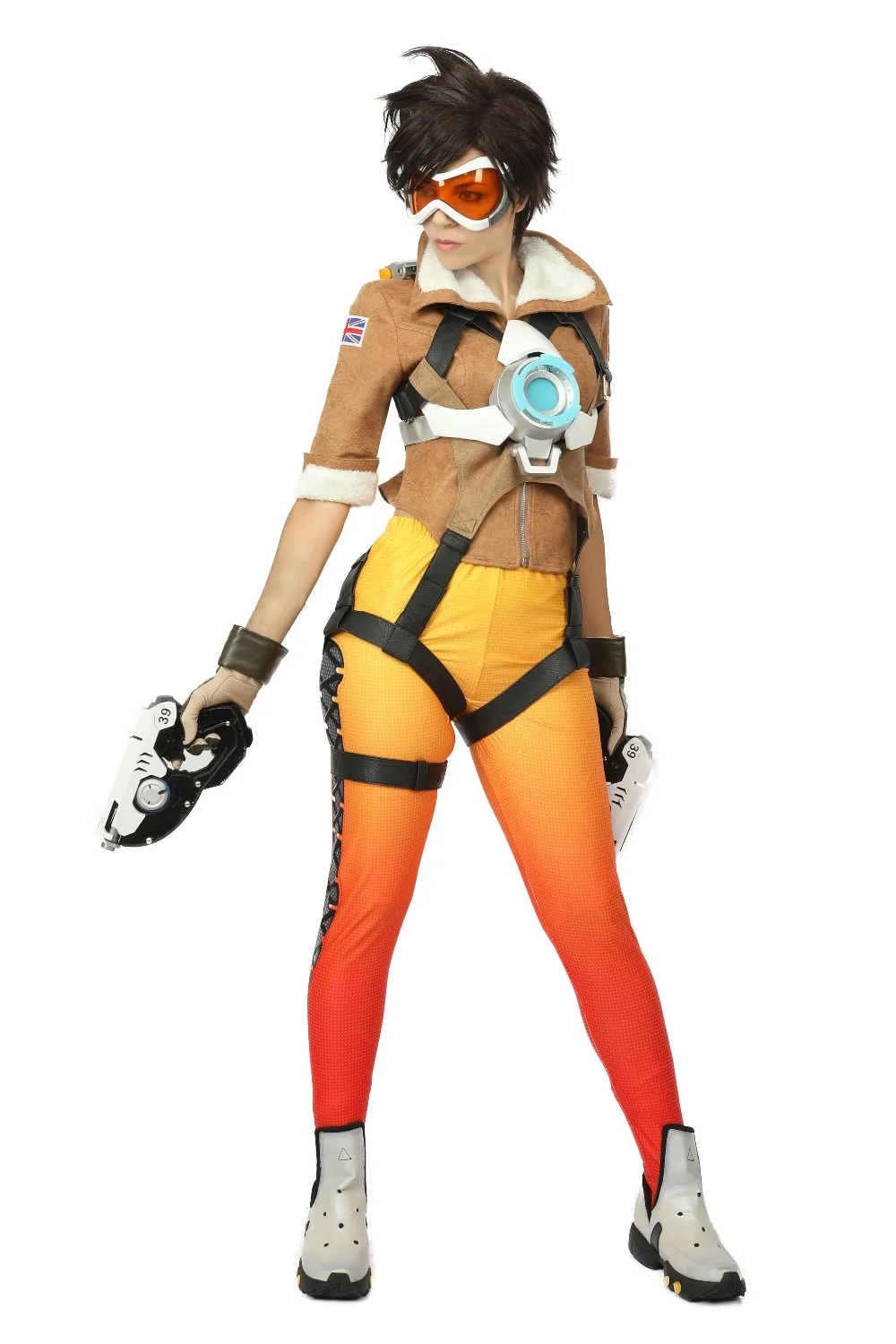 COSTHEME Overwatch Tracer костюм, Официальный лицензированный, Женский костюм для косплея Лена Октон Хэллоуин полный боевой костюм