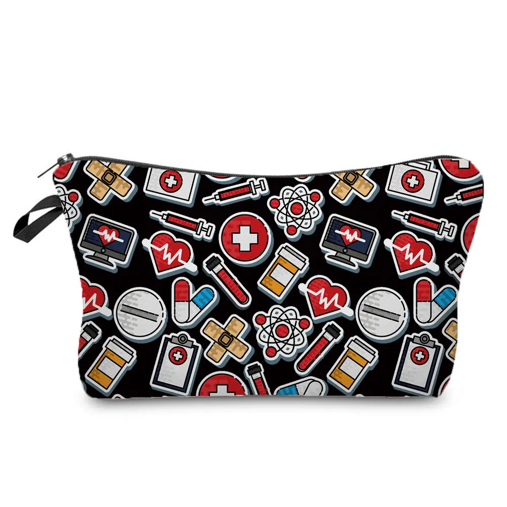 

Nurse ECG Printed Hot Sale Cosmetic Bag Waterproof Women's Makeup Bag New Fashion Storage Bags for Female Small Toiletry Bags