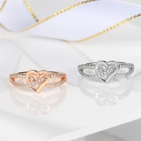 heart hollow cross design pretty ring for women silver color classic rhinestone romantic ring wedding engagement party gift