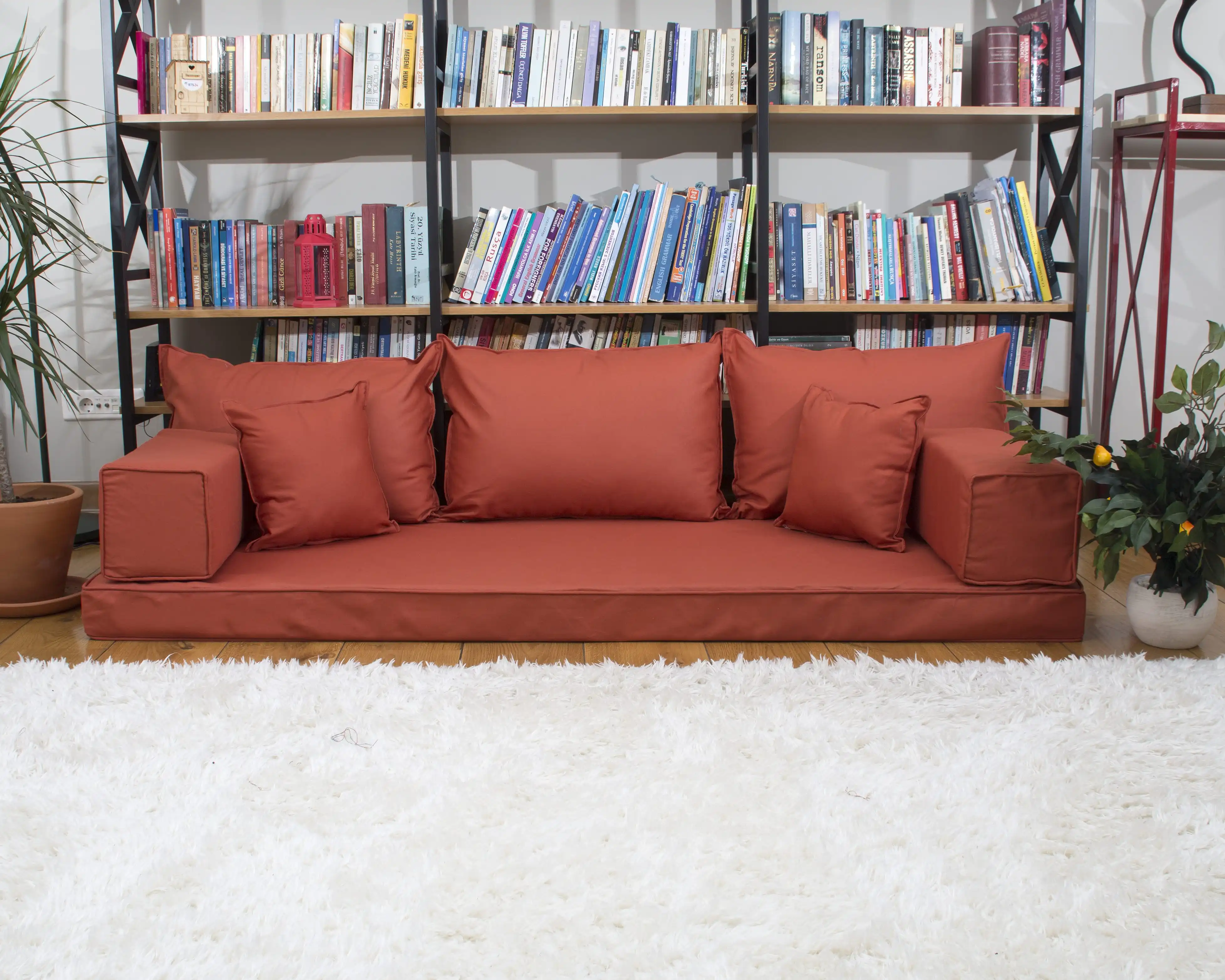 Красные напольные подушки из льняной плитки секционные диваны для влюбленных