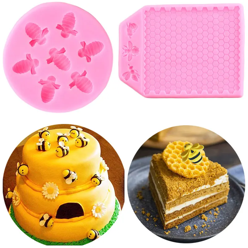 

Bumble Bee Honeycomb Silicone Mold Cartoon Cake Decorating Tools Chocolate Fondant Molds Cupcake Topper Mould Candy Clay Moulds