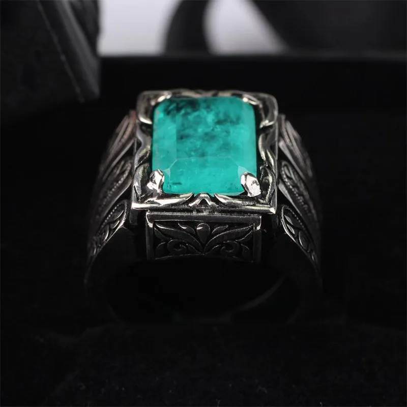 

Paraiba Light Green Mans 925 Silver Handmade Ring, Paraiba Tourmaline 925 Silver Ring