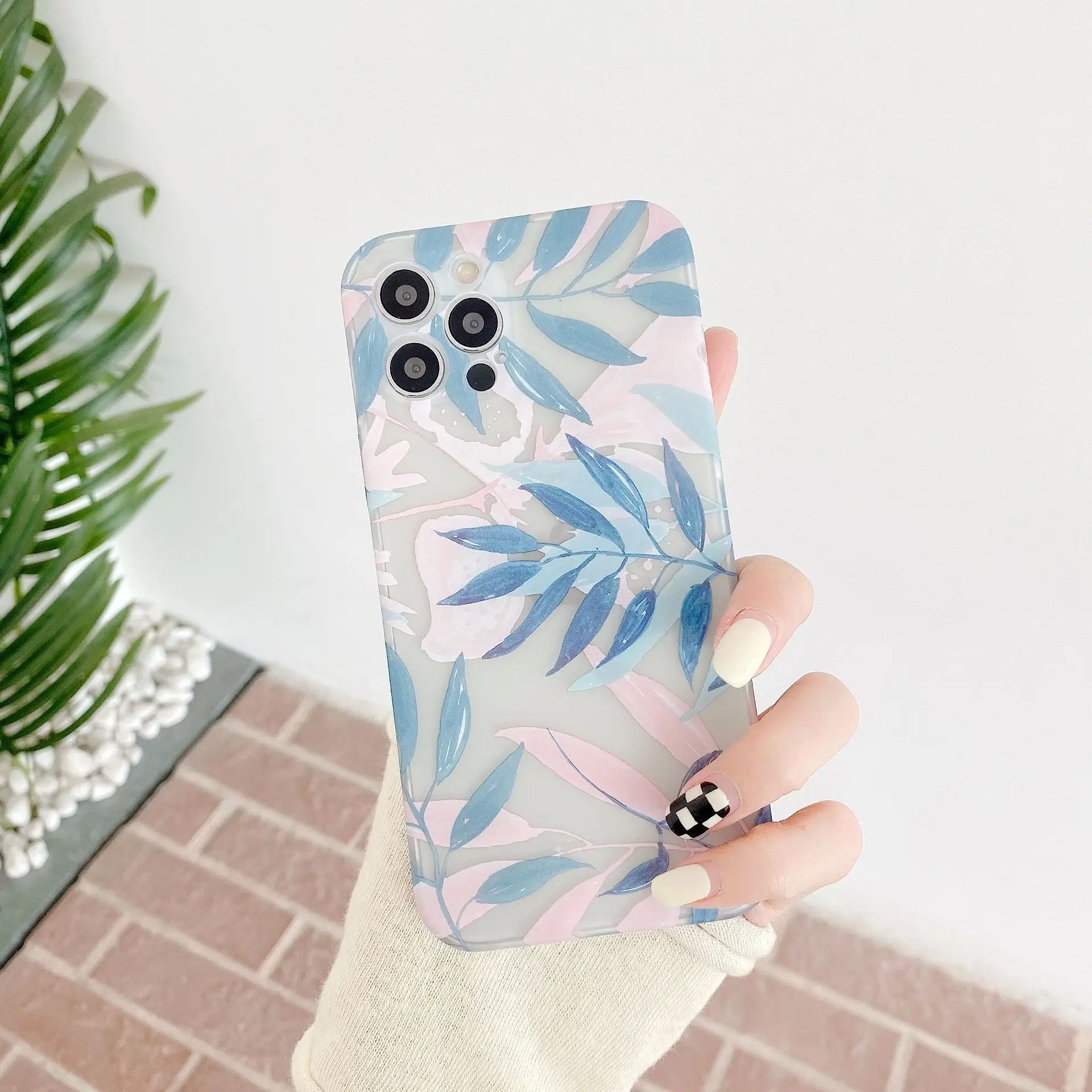 

Simple Green Leaf Phone Case For iPhone 13 12 11 Pro Max Mini Soft Transparent TPU Cover Capa For iphone XS XR X 7 8 Plus SE2020
