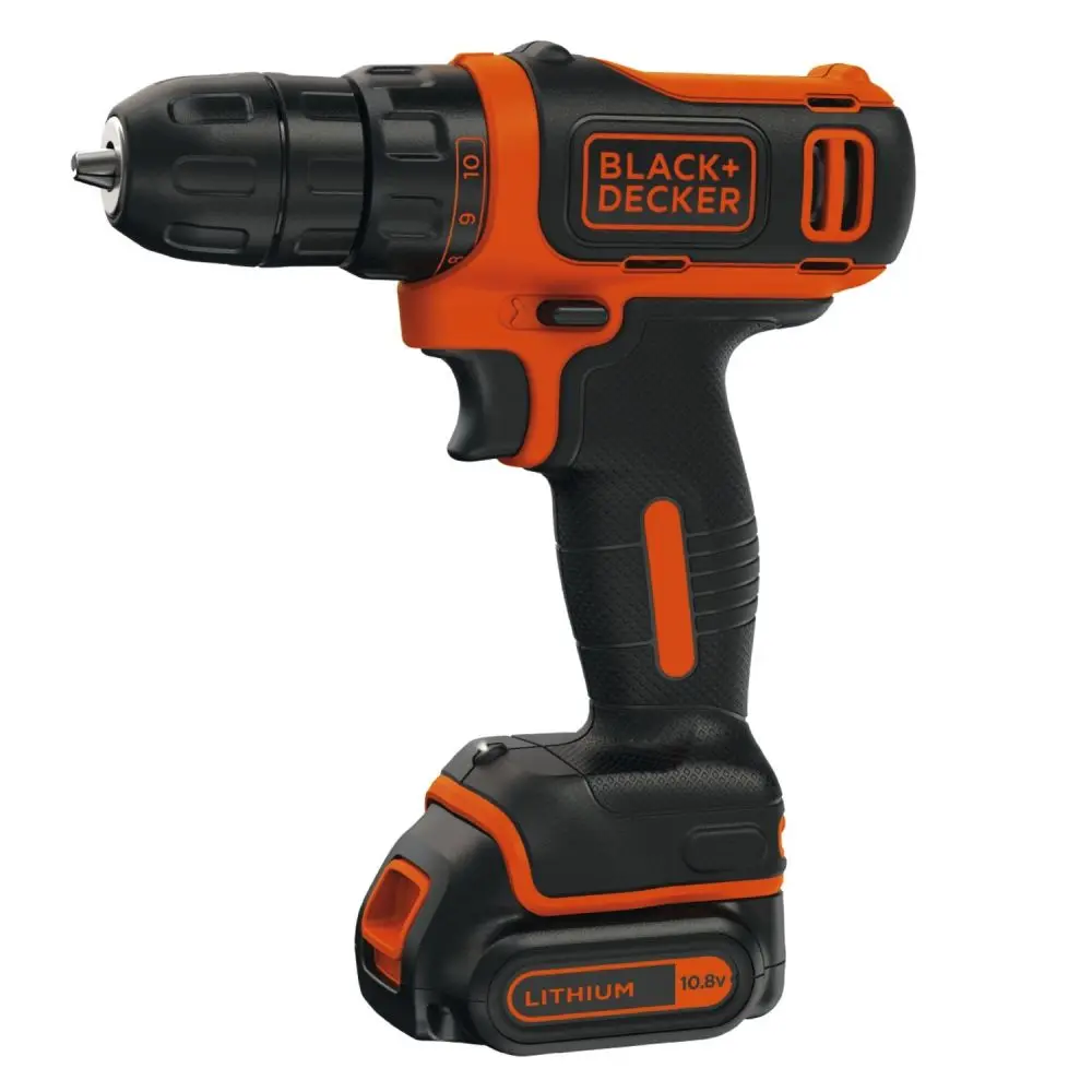 Компактная аккумуляторная дрель-шуруповерт BLACK+DECKER BDCDD12-QW 10.8В 11 установки кр.
