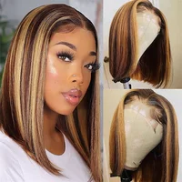 P4/27 Highlight Wigs Straight Bob Wig 13X4 Lace Front Wigs For Black Women Brazilian Remy Hair Short Bob Ombre Human Hair Wigs