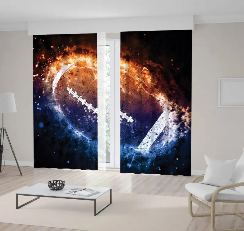 

Curtain American Football on Space Flame Sport Poster Style Artwork Printed Blue Yellow White