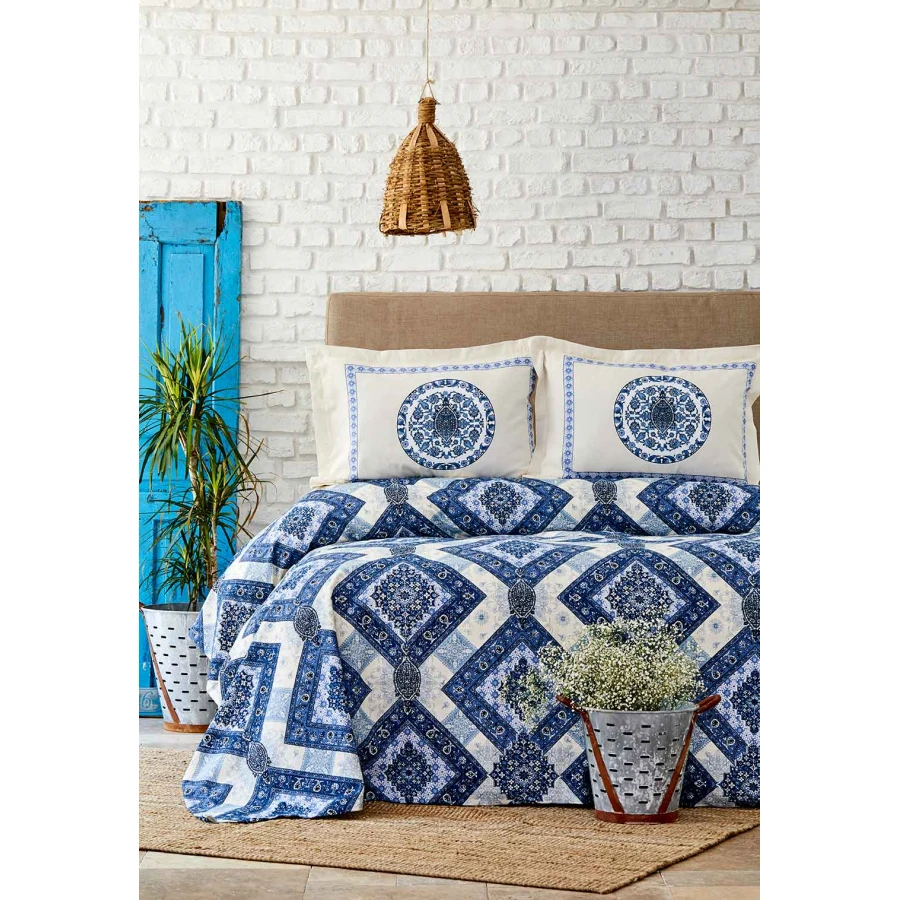 

Roe Home Levni Blue Double Pique Pillow Set 100 Cotton Pique 220 X230 Pillow Case 50x70 cm