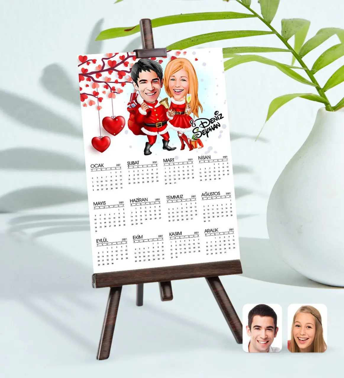 

Personalized 15x21 cm Photo Card New Year Valentine Caricature Of easel 2021 calendar-3