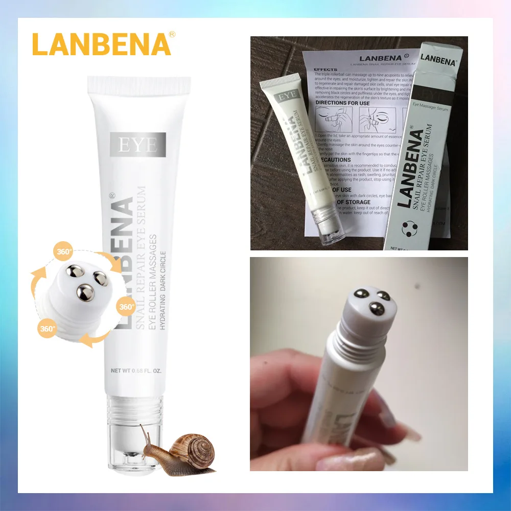 LANBENA Snail Repair Сыворотка для глаз шариковый ролик удаления темных кругов