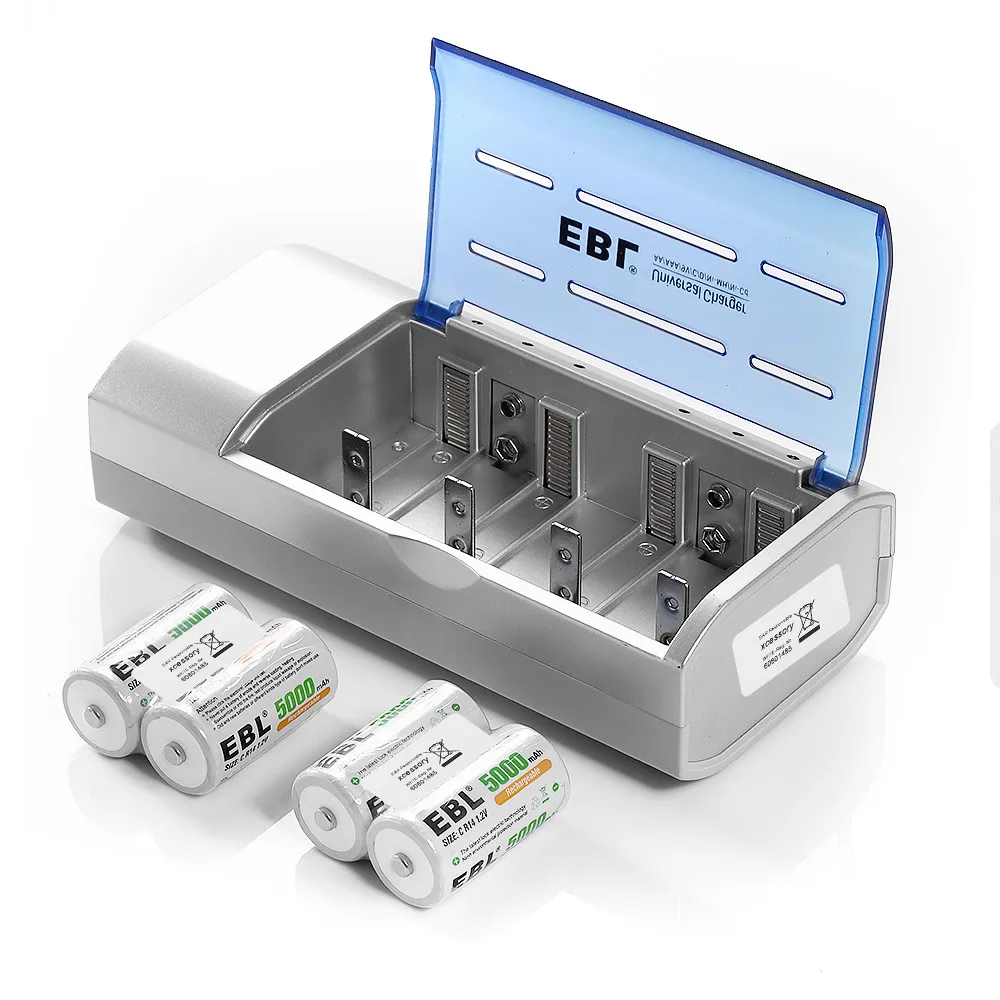 Аккумуляторная батарея EBL 5000 мАч размер C + зарядное устройство для аккумуляторов