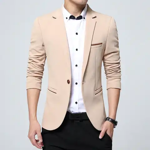 Мужской классический пиджак, Модный приталенный костюм для вечерние, деловая офисная одежда, однотонный топ для мужчин