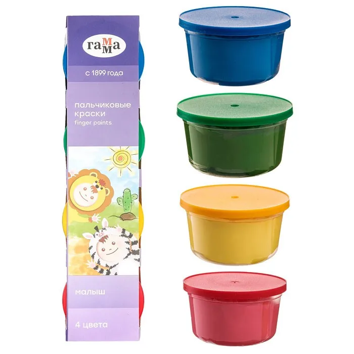 Пальчиковые краски для детей 4 вида цветов яркие и безопасные|Акварельные краски|