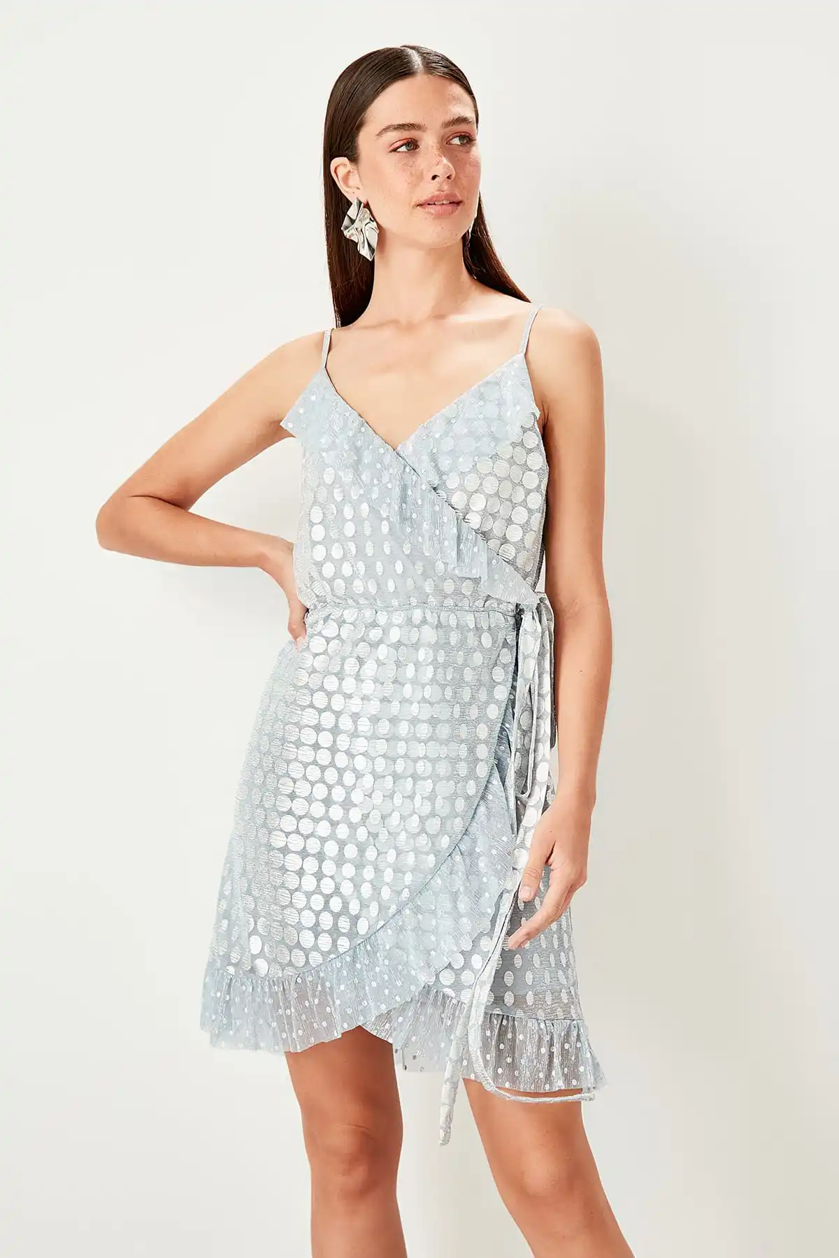 Платье в горошек Trendyol Ice/TPRSS19EL0027|Женские платья| |