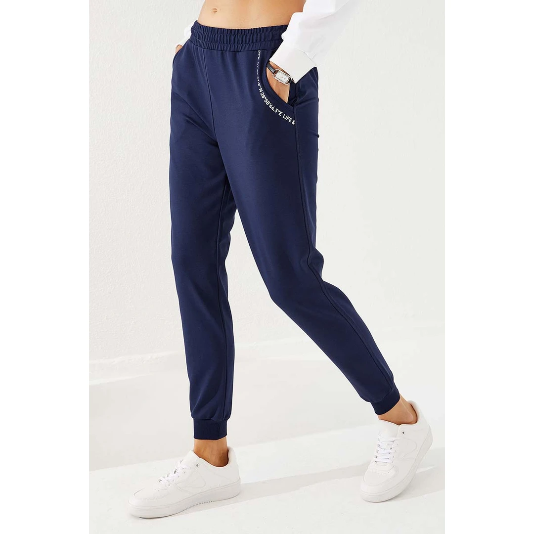 

Women's Tracksuit Bottoms With Printed Pocket Jogger Comfy Form Cuff - 94574
