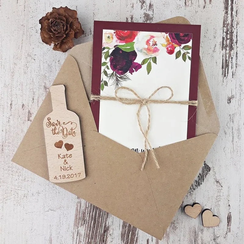 Деревянная винная бутылка в деревенском стиле магнит для сохранения даты