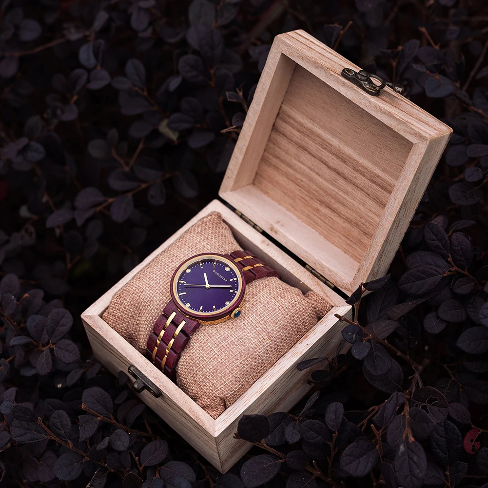 Rosewood Women Watches Ladies Handmade Wooden Creative Women's Bracelet Watches Female Clock Round Dial Customize LOGO