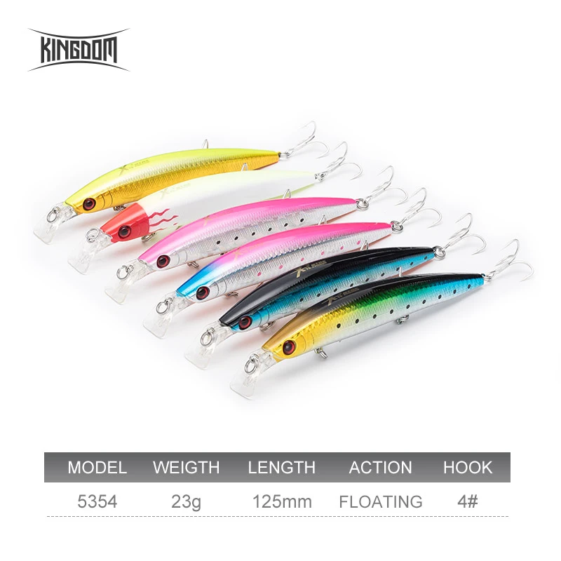 Королевство рыболовные приманки Minnow для соленой воды, моря воблеры Jertbait искусственная, жесткая, для рыбалки приманки 125 мм 23 г подойдут для морского окуня малогабаритная управляемая модель 5354
