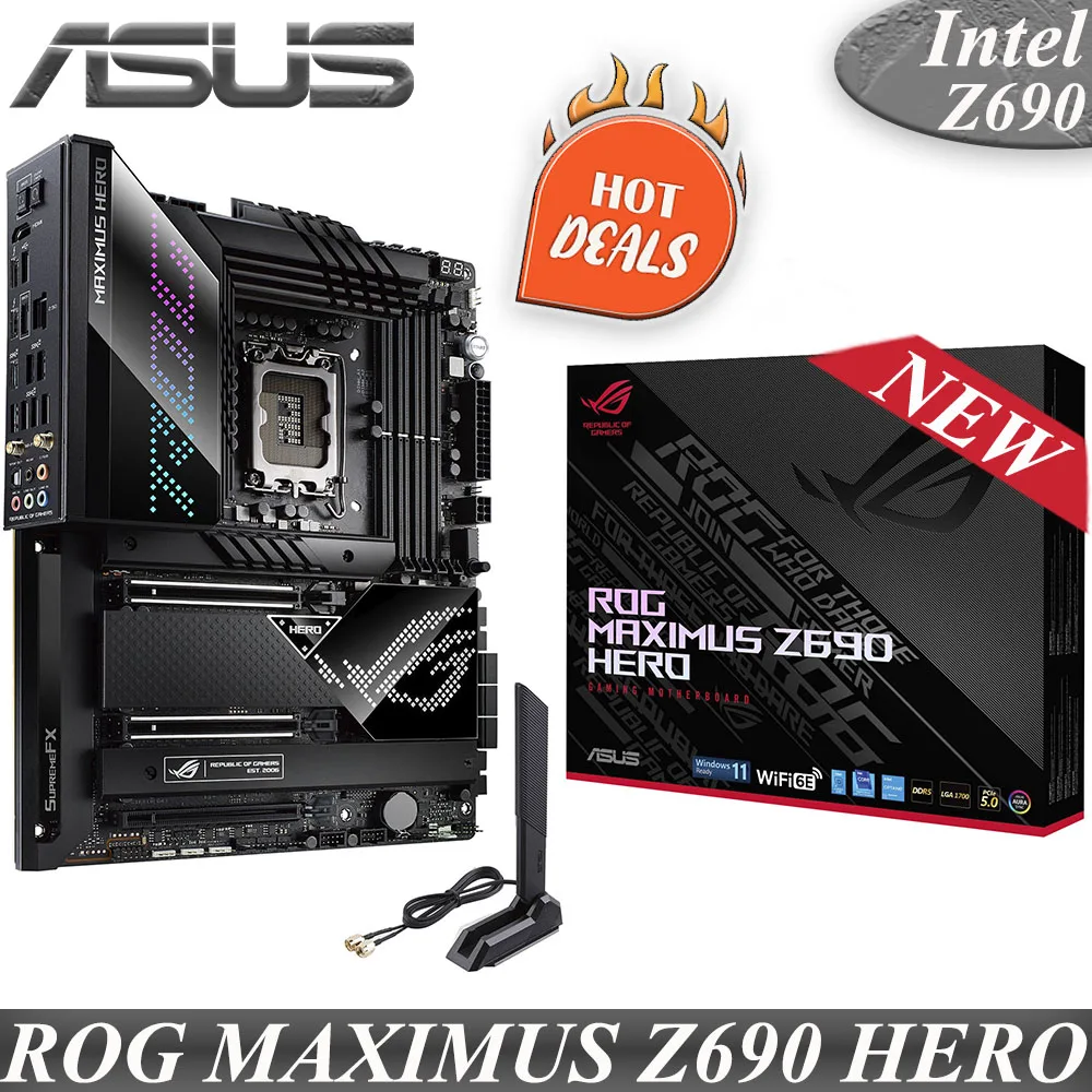 

DDR5 Asus ROG MAXIMUS Z690 HERO Motherboard LGA 1700 128GB PCI-E 5.0 USB 3.2 WiFi 6E For 12th-Gen Intel Z690 ATX Mainboard New