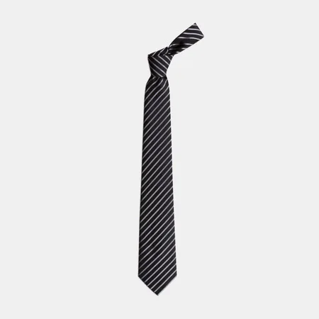 

Gray Striped Black Tie 67828673